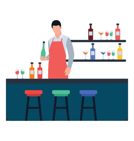 Bar Services Design Icône Plat — Image vectorielle