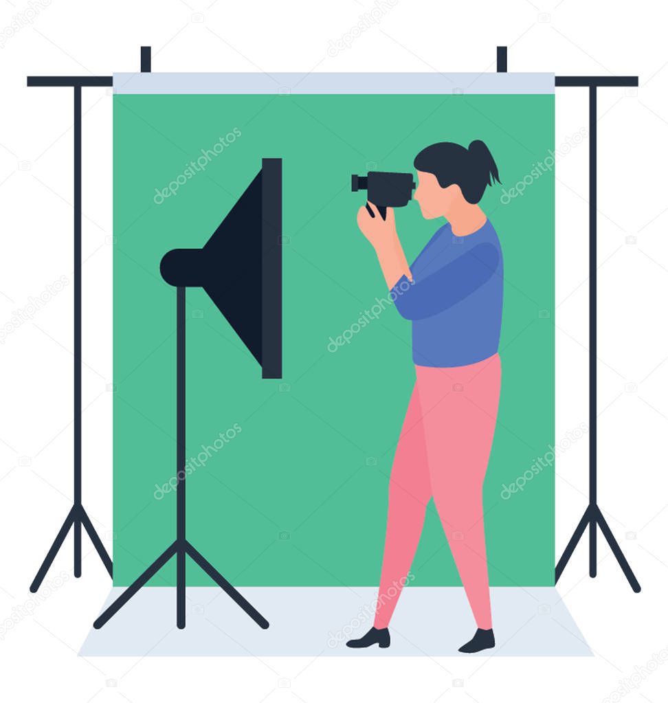 Professional photographer flat illustration