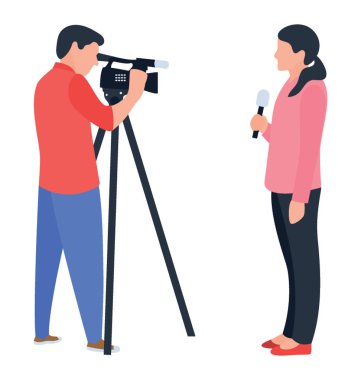 Gazeteci düz illüstrasyon vektör