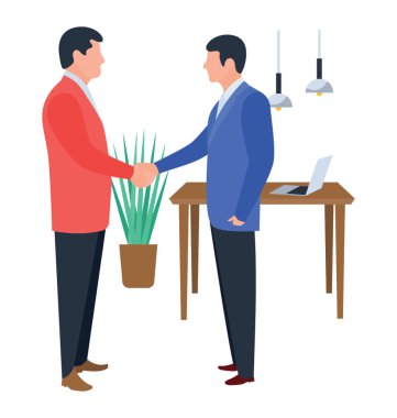 Office düz illüstrasyon vektör, iş anlaşması