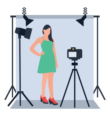 Profesyonel fotoğrafçılık düz illüstrasyon vektör, photoshoot kavramı