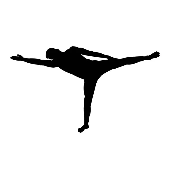 Fitness Exercise Silhouette Yoga Posture — Stok Vektör