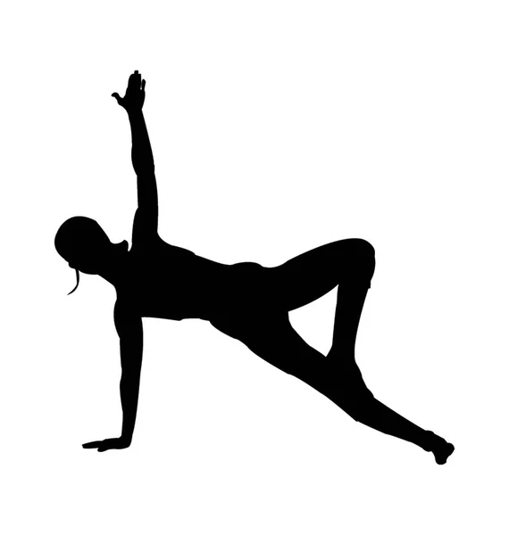 Silueta Postura Yoga Ejercicio Yoga — Vector de stock
