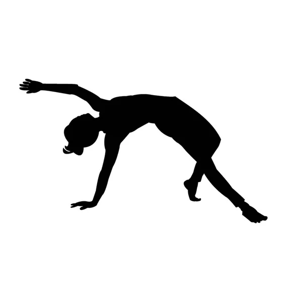 Lunge Pose Gymnastic Style Silhouette — Stock Vector