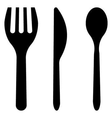 Tek kullanımlık çatal simgesi, glif vektör