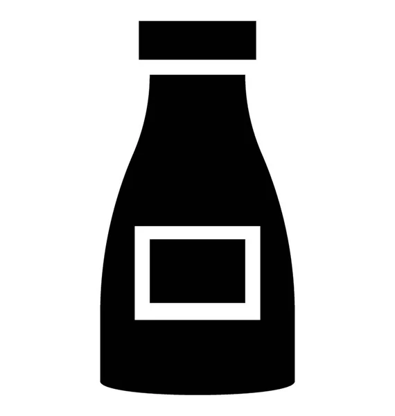 Icono Botella Ketchup Diseño Glifo — Vector de stock