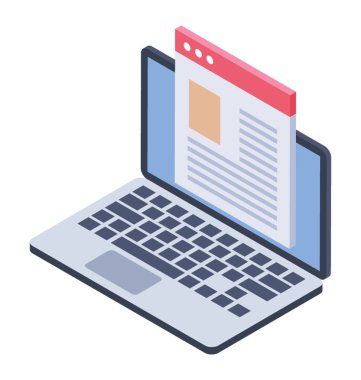 Web sitesi içerik simge, izometrik tasarım