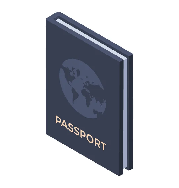 Ícone Passaporte Desenho Isométrico — Vetor de Stock