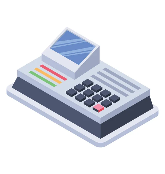 Pos Terminal Icono Caja Registradora Vector Isométrico — Vector de stock