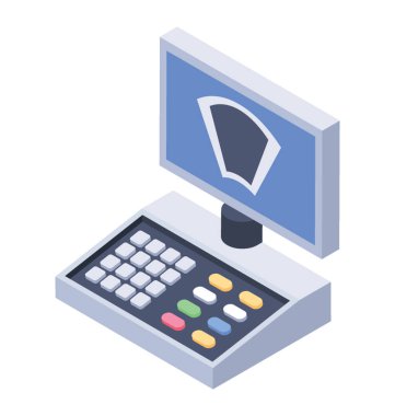 Tanı cihazları izometrik vektör, Radyoloji simgesi