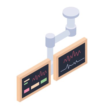Kardiyogram izometrik vektör, EKG simgesi 