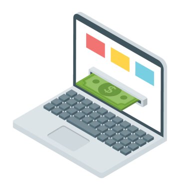 Online ödeme simge, izometrik tasarım