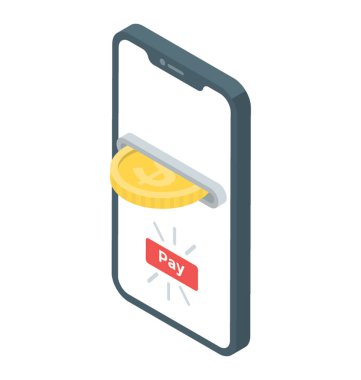 İzometrik vektör simgesinde online ödeme