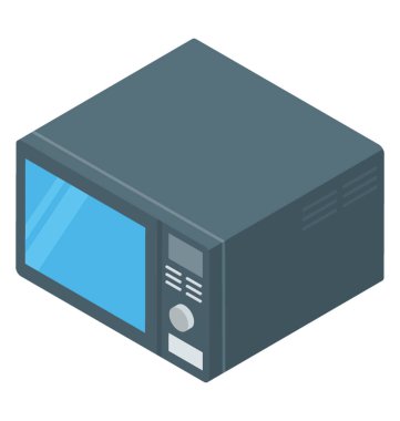 İzometrik vektör simgesinde mikrodalga fırın