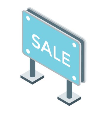 İzometrik vektör satış afiş simgesi
