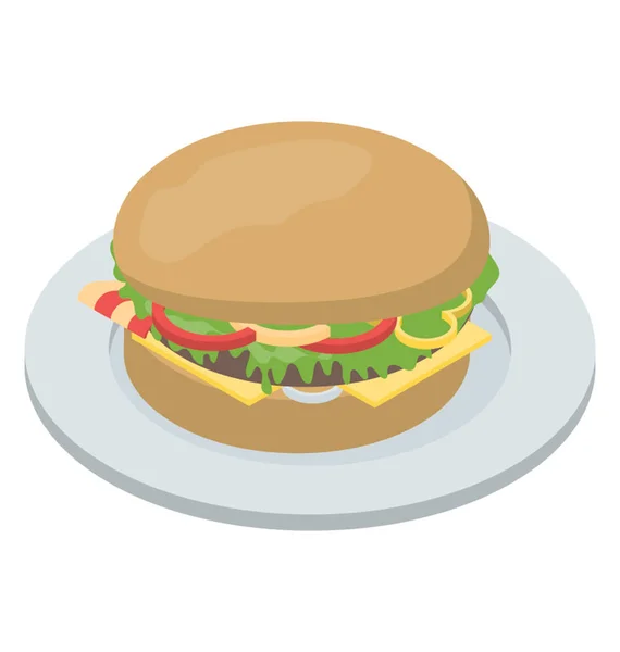 Fast Food Vecteur Icône Hamburger — Image vectorielle
