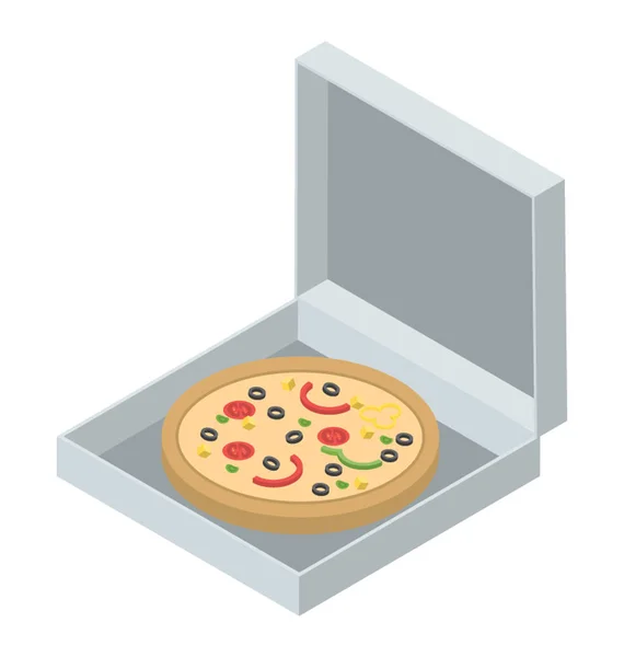 Ícone Caixa Pizza Vetor Isométrico —  Vetores de Stock