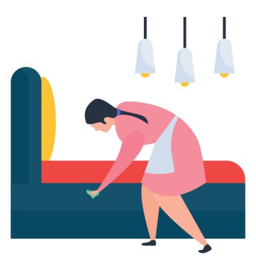 Yatak odası Temizleme illüstrasyon vektör 