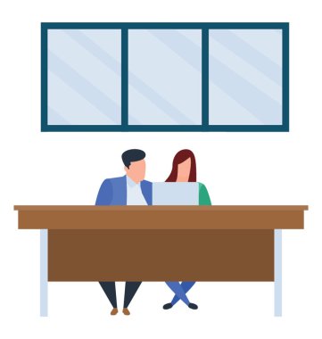 Coworking insanlar illüstrasyon vektör 