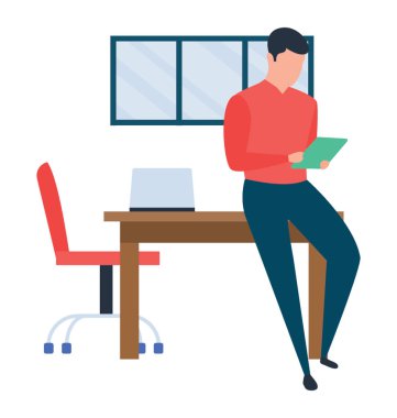 Düz tasarım erkek girişimci çizimde 