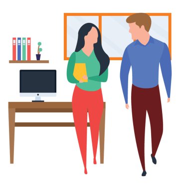 Düz ofis arkadaşları illüstrasyon vektör 