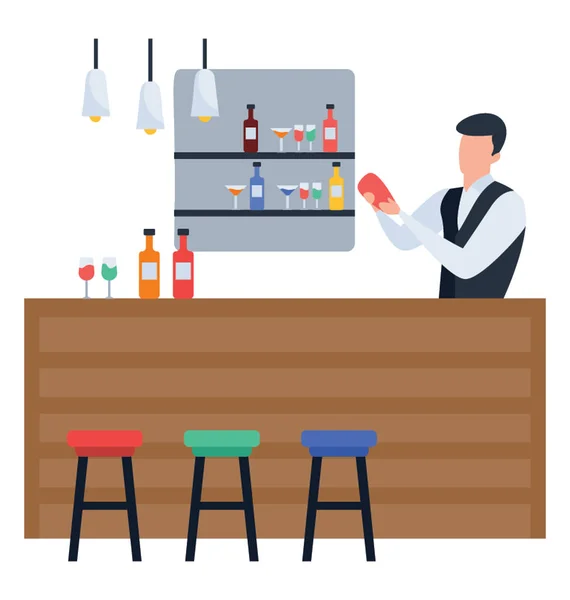 Bartender Illustration Vector Icon — Stock Vector