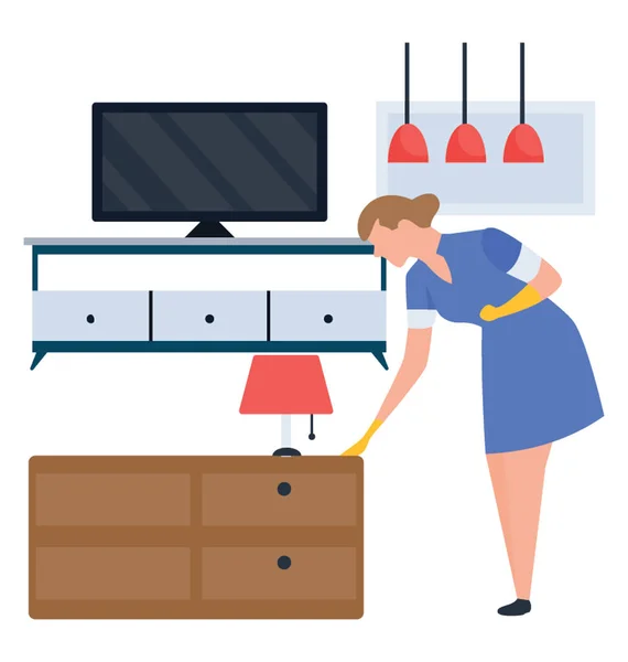 Bedroom cleaning illustration vector