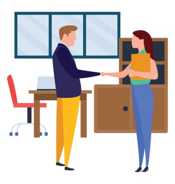 Düz iş illüstrasyon vektör Toplantı 