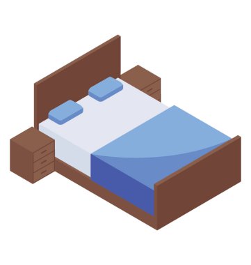 İzometrik tasarım simgesinde yatak odası 