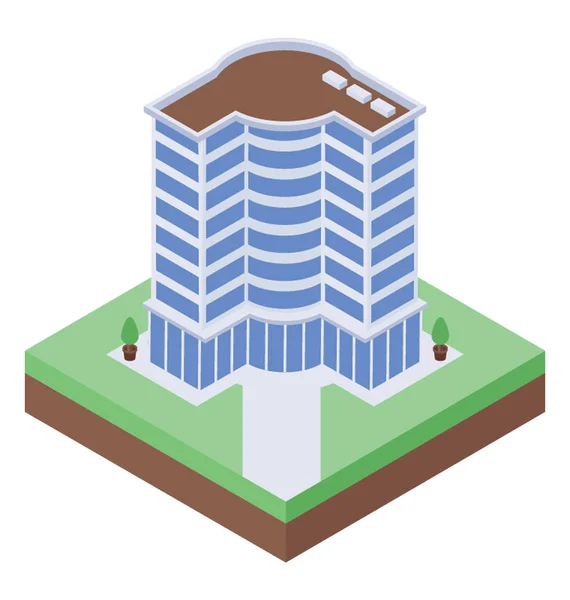 Icono Del Edificio Del Hotel Vector Isométrico — Vector de stock