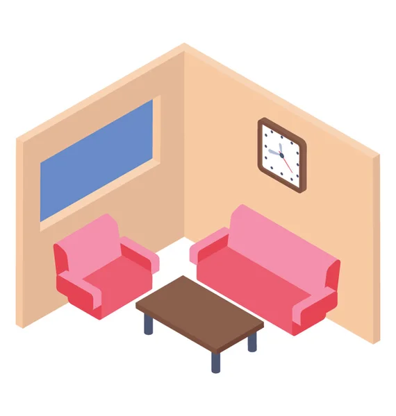 Hotel Lounge Symbol Isometrischen Vektor — Stockvektor