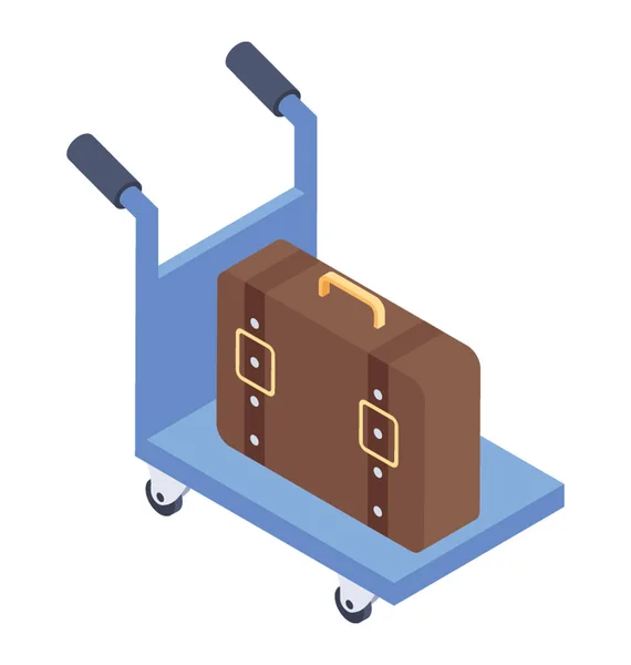 Luggage Trolley Icon Isometric Vector — Stock Vector