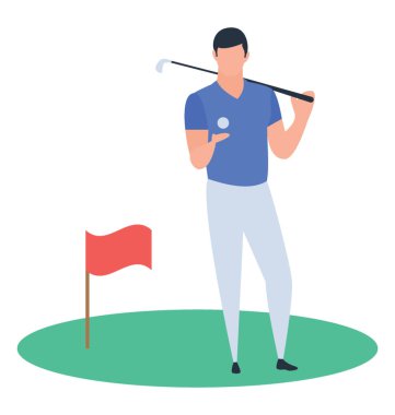 Golf player simgesi izometrik vektör tasarımı.