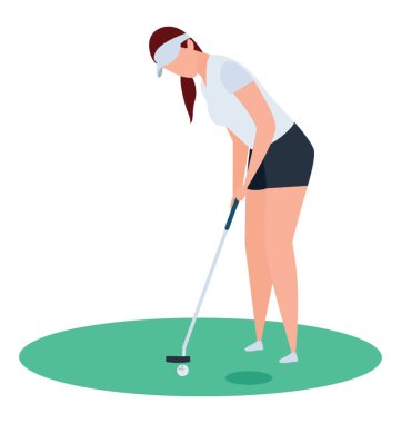 Golf player simgesi izometrik vektör tasarımı.