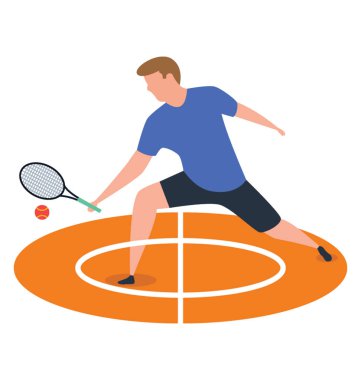 Tenis oyuncu simgesini izometrik vektör tasarımı.