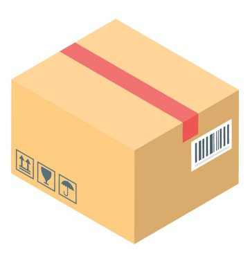 Paket simgesi izometrik tasarımı.