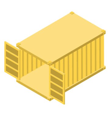 Açık konteyner simgesinin izometrik tasarım.