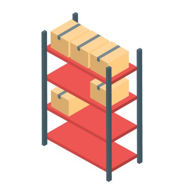 Paket raf simgesi izometrik vektör tasarımı.