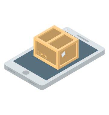 İzometrik tasarım online paket simgesi.