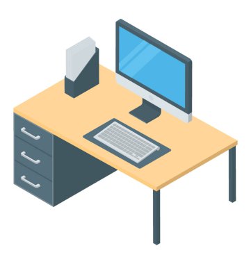 Çalışma alanı simgesinin izometrik tasarım.