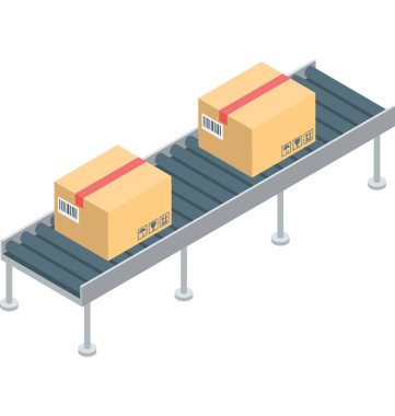 Konveyör bant simgesinin izometrik tasarım.