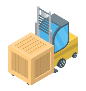 Forklift kamyon simgesinin izometrik tasarım.