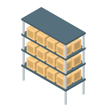 Paket raf simgesi izometrik vektör tasarımı.