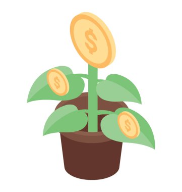 Doları bitki izometrik vektör 