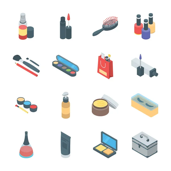 Beauty Products Cosmetics Icons Isometric Style Vector Perfect Salon Spa — Stock Vector