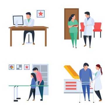 Doktorlar ve hekimler illüstrasyon koleksiyonu 