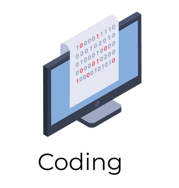 İkili kod simgesi izometrik tasarım.