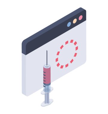 Sql enjeksiyon simgesinin izometrik tasarım.