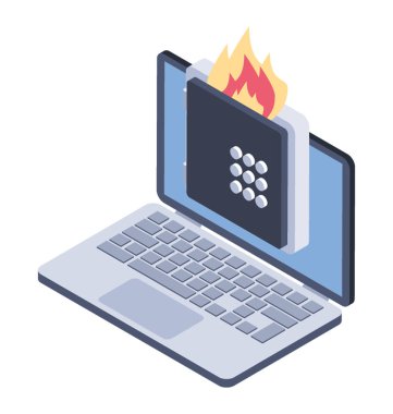 Güvenli yanan simgesinin izometrik tasarım.