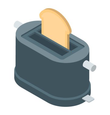 Ekmek kızartma makinesi simgesinin izometrik vektör 